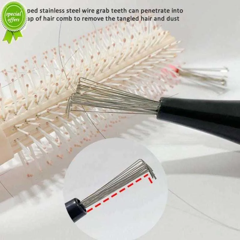 Tangle Hair Brush Comb Mini Cleaner Metal Cleaning Remover Manico in plastica Strumento incorporato Remover Pettine per capelli Accessori per la pulizia