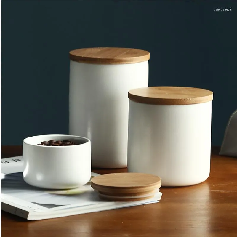 Garrafas de armazenamento cozinha criativa nórdica pote de cerâmica selado com tampa multigrãos café em grão açúcar sal sal tempero caixa