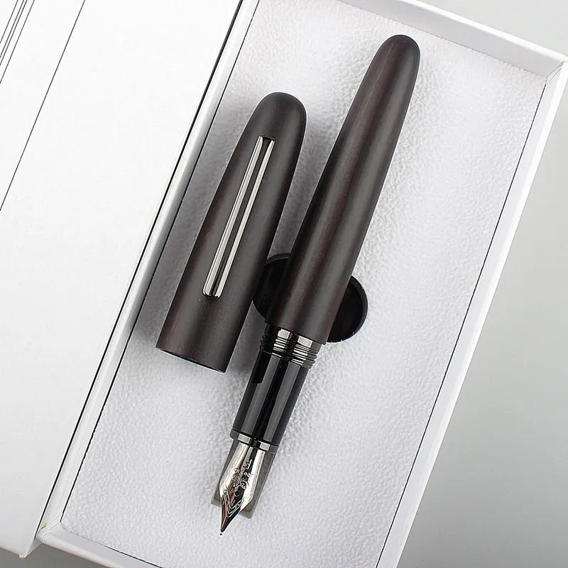 Pennor Luxury Jinhao 9056 Wood Fountain Pen Black Ebony Gun Fine 0,5mm/ Bent NIB 1,0 mm Stationery Office Supplies Ink Pennor