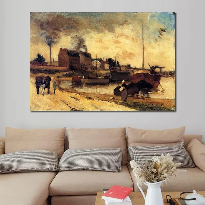 Изобразительное искусство на холсте Cail Factorys and Quai of Grenelle Paul Gauguin Paintings Handmade Modern Artwork Kitchen Room Decor