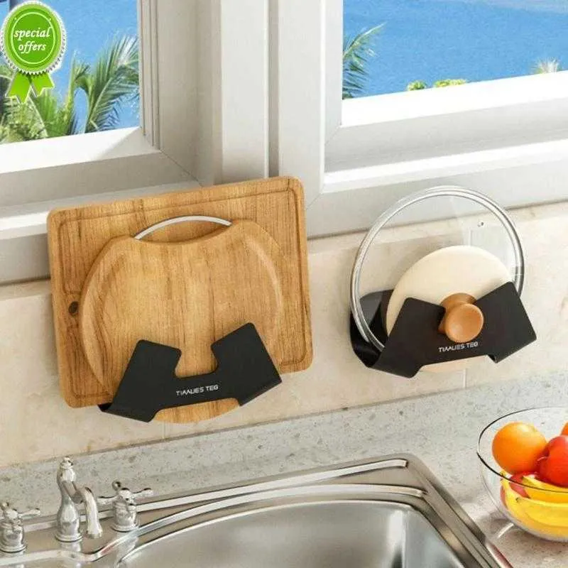 Yosoo Health Gear Support De Rangement Mural Pour Couvercles De Casseroles, Organisateur De Cuisine Adhésif, Sans Perçage, Antirouille, Installation Sur Porte Ou Mur