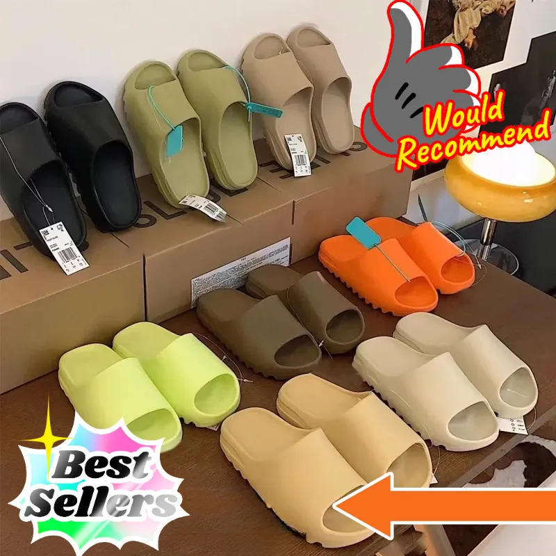 Designer sandaler män sandal svart vit harts ren ockra azurblå benskum sand tofflor män kvinnor glida tofflor skjutreglage skjutreglage onyx strandskor 36-48