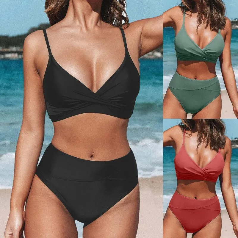 Women's Swimwear Women High Waisted Bikini Sexy Push Up Two Piece Swimsuits Vintage Swimsuit Retro Ruched Womens Top 1x