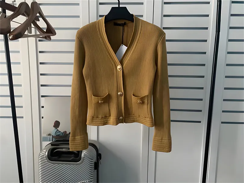 Mujeres de punto marrón raya cardigans chaqueta moda otoño diseñador mujeres outwears chaquetas bal botón bolsillos outwear mujer ropa de tejer casual