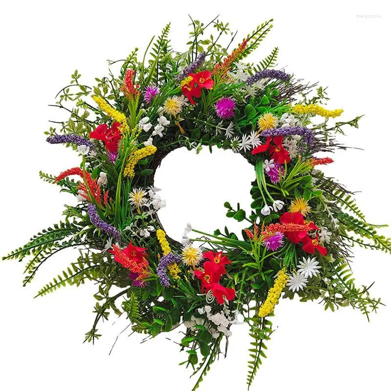 Dekorativa blommor 35 cm / 40 cm Spring Colorful Wreath Artificial Peony Garland Rattan Blandade blommor Kransar för ytterdörrdekoration
