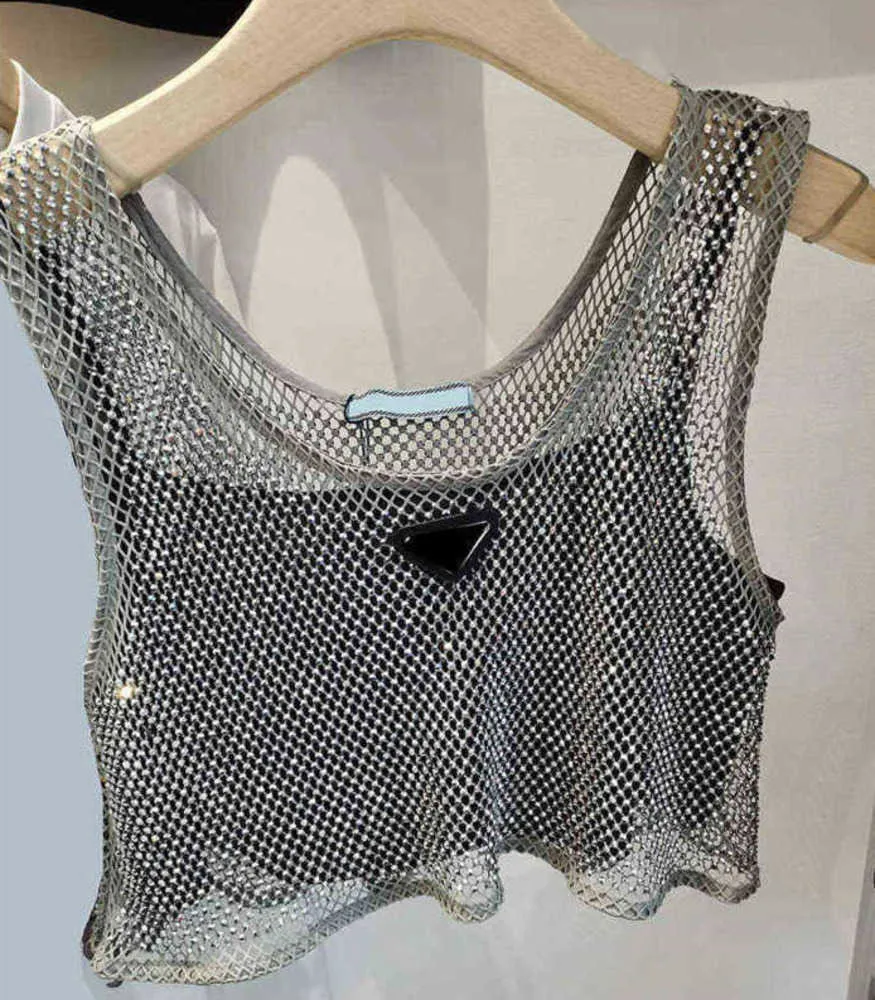 Driehoek Badge Diamond Tank Tops Womens Sling 2 Stuks Set Camis voor Vrouwen Sexy Mouwen Zomer Vest Mode design144y