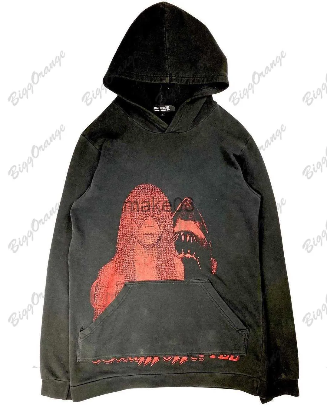 Erkek Hoodies Tişörtü Yeni Gotik Stil Kazak Lady's Shark Baskı Alternatif Stil Hoodie 2022 Erkek ve Kadın Üstleri Trend Günlük Kazak J230629