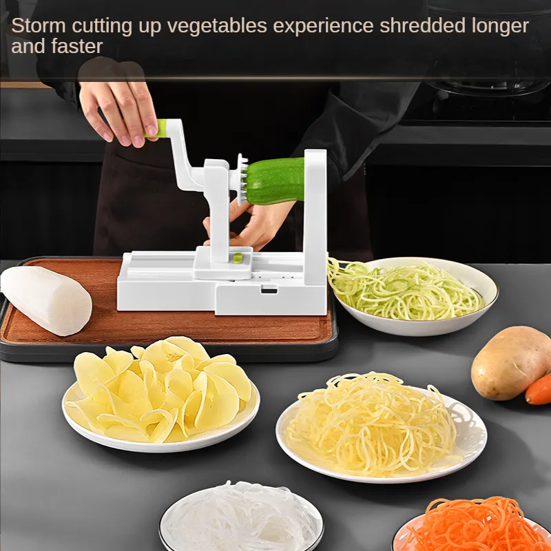 Fruktgrönsaksverktyg Multifunktionell grönsaksskärare Skivning Spiralizer Slicer Fruit Sallad Potato Peeler Kök Tillbehör Korg Vegetabilisk Slicer 230628