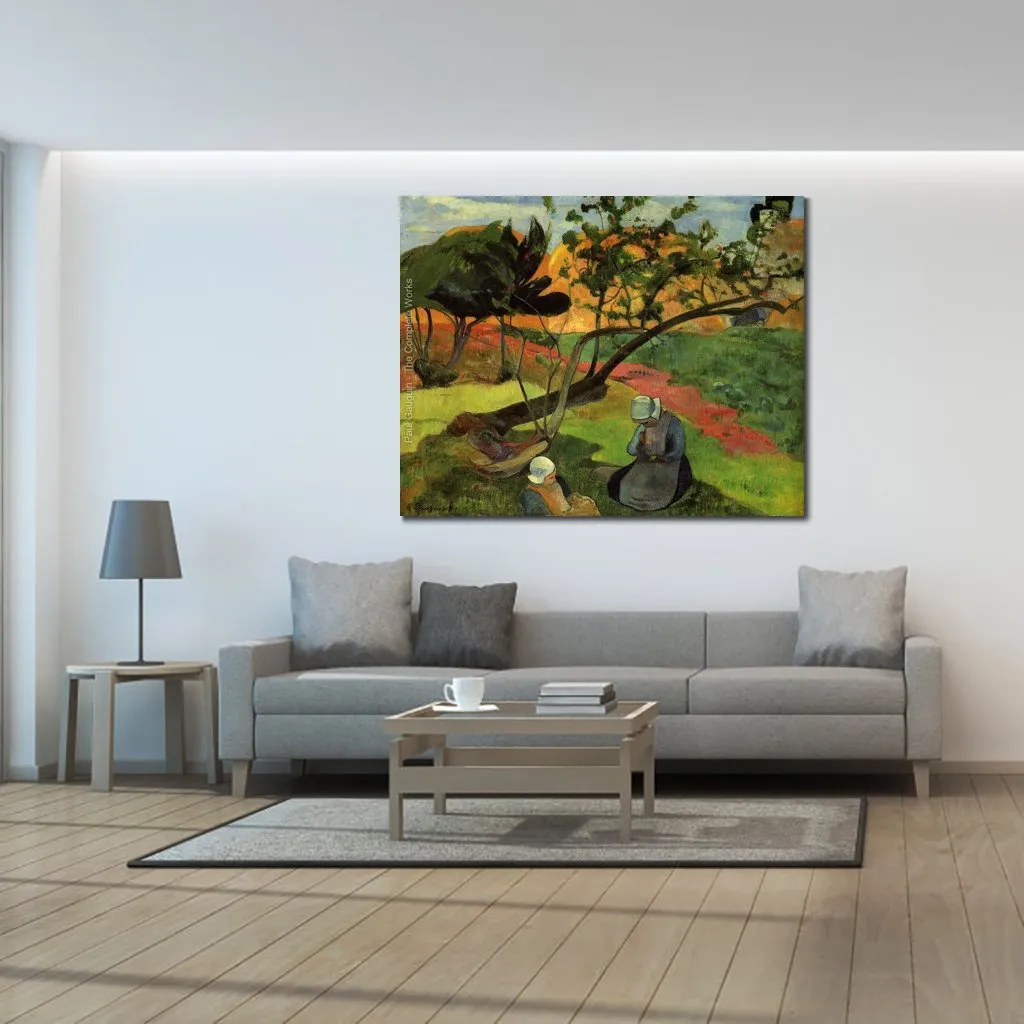 High Quality Handmade Paul Gauguin Painting Little Girls Aka Landscape with Two Breton Girls Modern Canvas Artwork Wall Decor