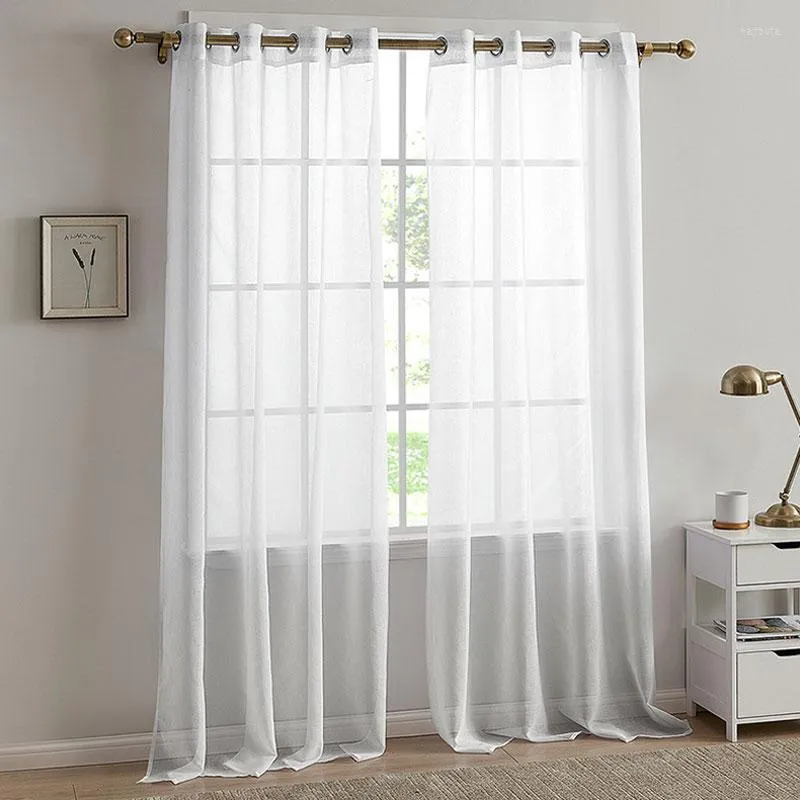 Cortinas de tule para sala de estar decoração de quarto linda cozinha respirável varanda tela de janela cor sólida decoração