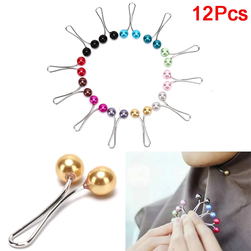 12pcs New Muslim Hijab Scarf Pin Pearl Clip Scarf Pin Headscarf Shawl Scarf Accessories Lady Muslim Scarf Clips Gift