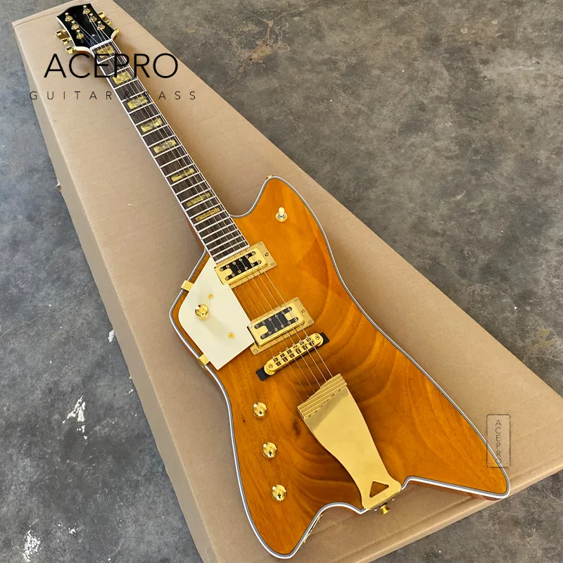 Personalizado BillyBo Júpiter Laranja Canhoto Guitarra Elétrica Cow Cactus Western Motiff Fretboard Incrustação Ouro Hardware Hiqh Quality