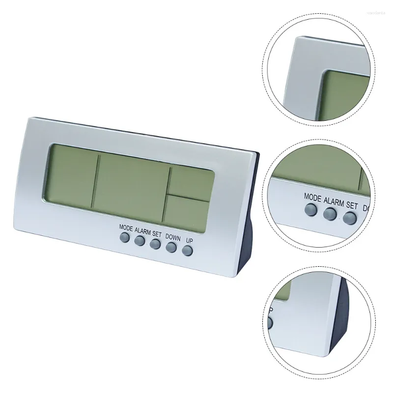 Wanduhren Stille Uhr Temperaturalarm Nachttisch Home Digital Multifunktions-Low Noise 10.2X5X2.8CM Mini Ewiger Kalender Abs Student