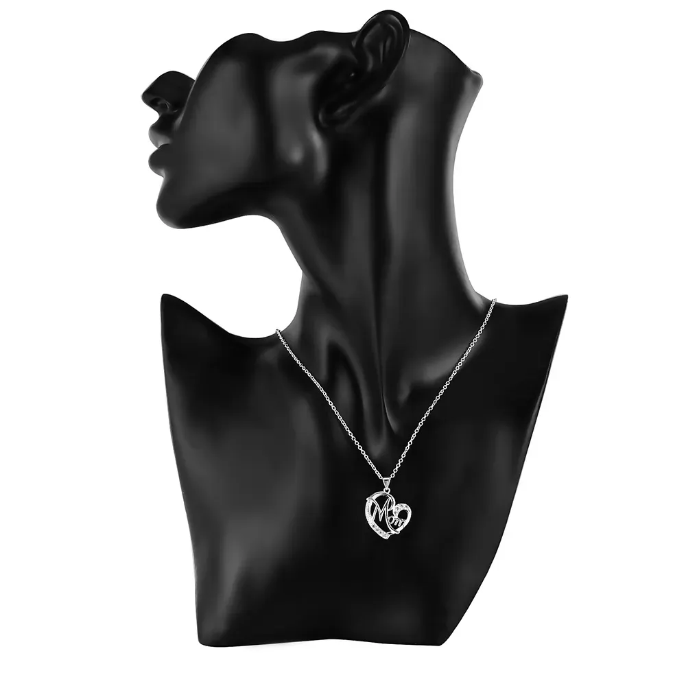 Fashion 925 Silver Heart Moon Zircon Necklace For Women Retro Quality Jewelry