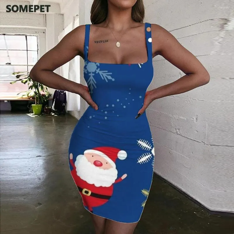 Повседневные платья SOMEPET Year Women Santa Claus Vestido Sexy Snowflake 3d Print Christmas Ladies Womens Clothing Club Short