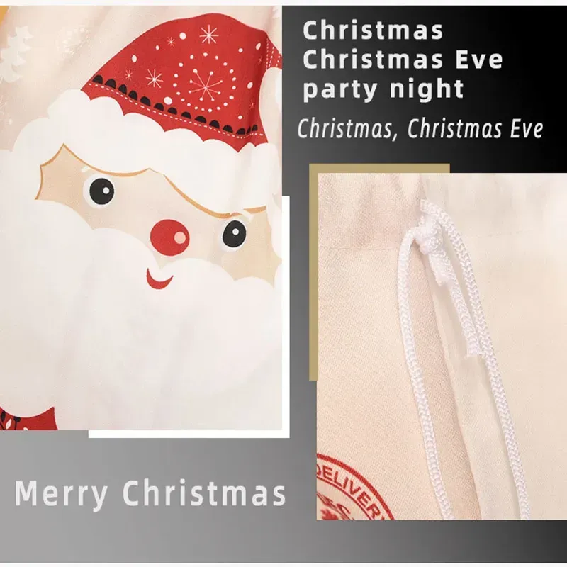 50X70CM Santa Sacks Christmas Decorations Gift Drawstring Canvas Large Santa Claus Gift Bag Wholesale