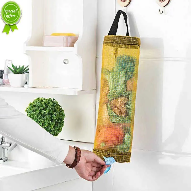 New Home Grocery Bag Holder Wall Mount Plastic Bag Holder Dispenser Hanging Storage Trash Garbage Bag Kitchen Garbage Organizer