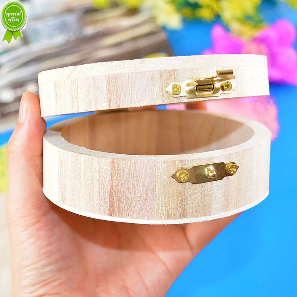 Mini redonda de joyas de almacenamiento de madera aretes pequeños aretes anillos de recolección de estuche recipiente rectángulo para almacenamiento en el hogar