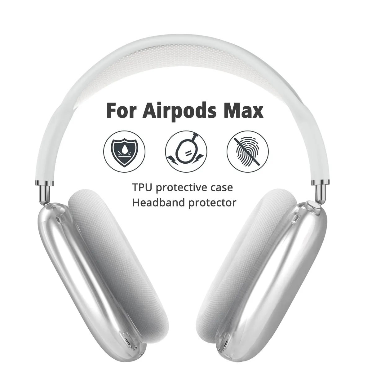 Custodia morbida antigraffio trasparente per AirPods Max Custodia protettiva antiurto per cuffie wireless in TPU