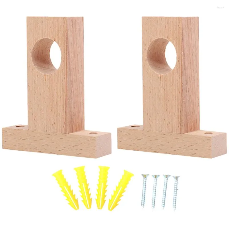 Roman Pole Wooden Wall Hanger Set Of 2 Wooden Rod Support Holders