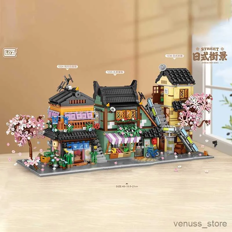 Blocchi creativi Mini Hefeng Noodle Ristorante Negozio di frutta Hotel Building Block Decorazione della casa Giocattoli per bambini Regalo R230629