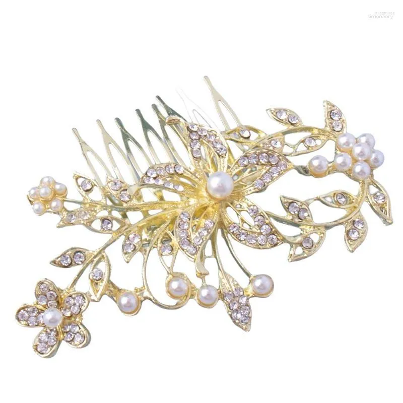 Hair Clips Girl's 8-Teeth Comb With Color-preserving Alloy Crystal Flower For Bridesmaid Wedding Dating Shopping