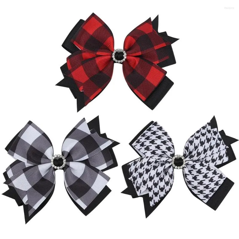 Accessoires de cheveux Oaoleer mignon Plaid Hiar arcs avec Clip pinces en tissu de lin pour filles enfants pinces à cheveux à la main