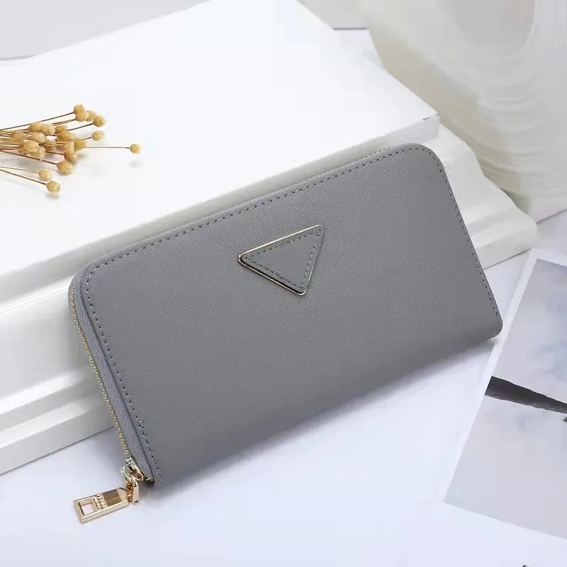 Luxury Leather Wallet Hand Bag Woman Fashion Designer Business Zipper Credit Card Holder Coin Purses Mans Long Clutch Compartment Wallets