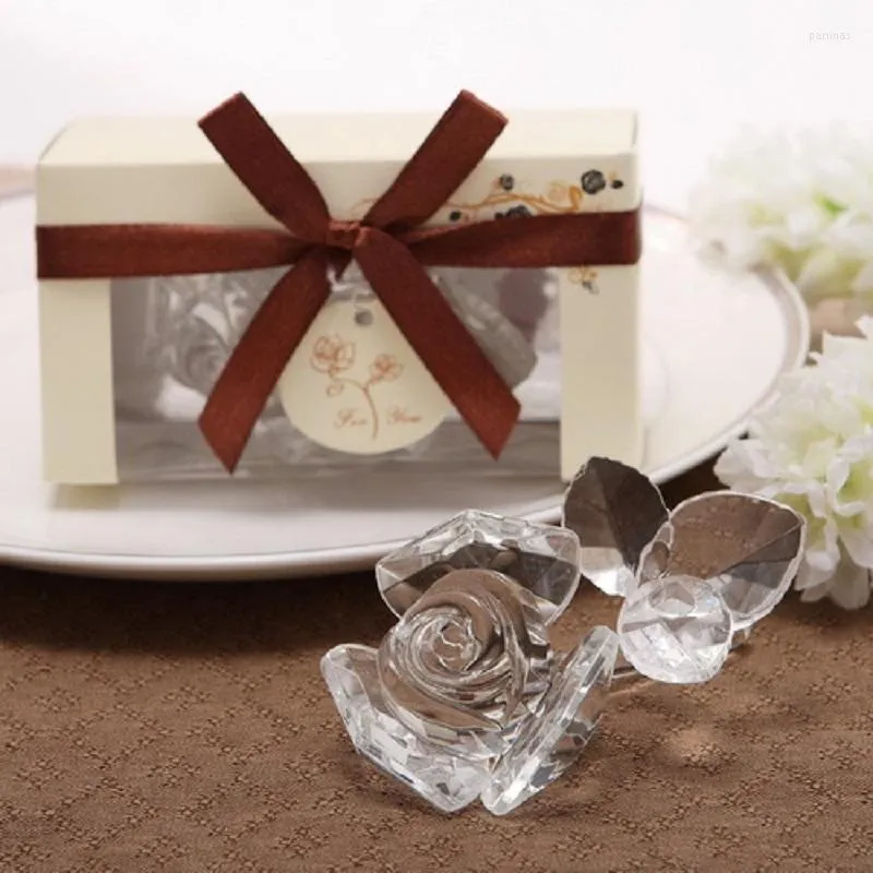 Party Favor 10pcs Crystal Rose Leaf Ornaments Furnishing Articles For Wedding Baby Shower Birthday Gift Souvenirs