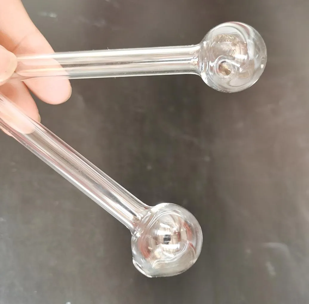 Round Glass Pipe Tube Clear Oil Burners Water Hand Bong Portable