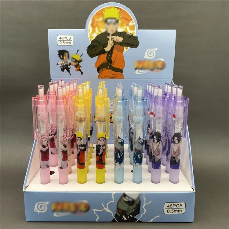 Pennor 48 datorer/Lot Kawaii Ninja Press Gel Pen Söt 0,5 mm svart bläck Signatur Pennskolans skrivande leveranser Kampanjgåva