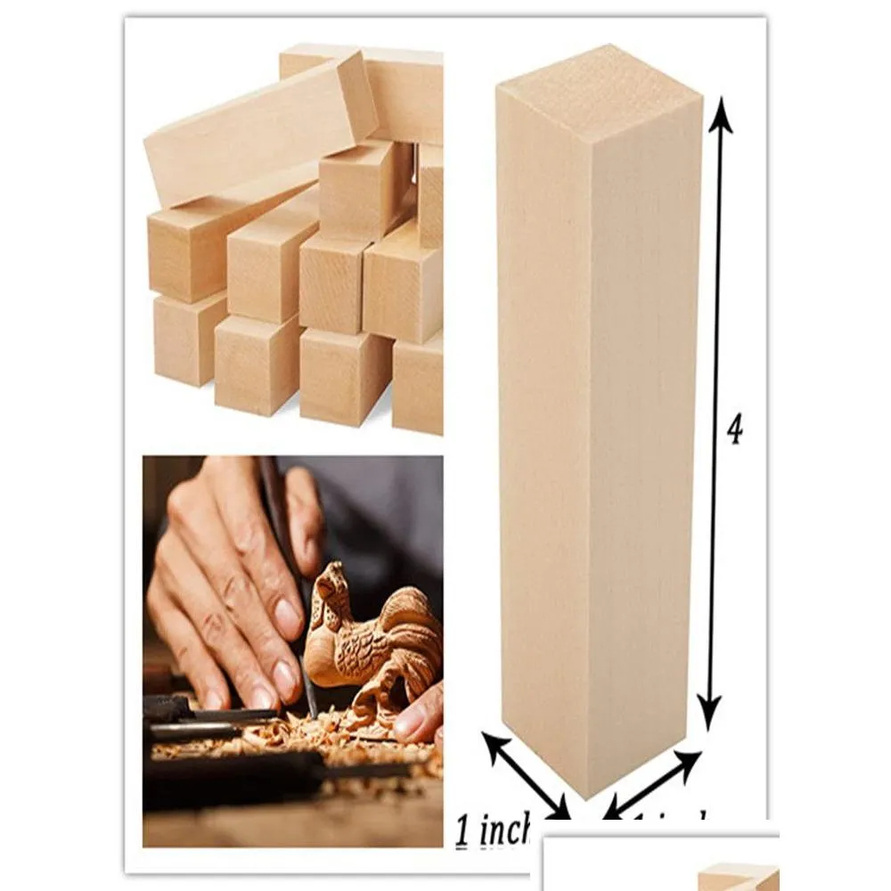 Outils d'artisanat gros blocs de sculpture sur bois de tilleul kit de sculpture sur bois pour les débutants inachevés widling Kd1 Drop Delivery Home Gard Dhi1A