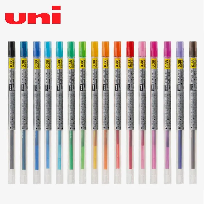 Pennor 6sts uni UMR10938 Style Fit Gel Multi Pen Refilling 0,38 mm svart/blå/guld 16 färger tillgängliga skrivtillbehör Gelpennor
