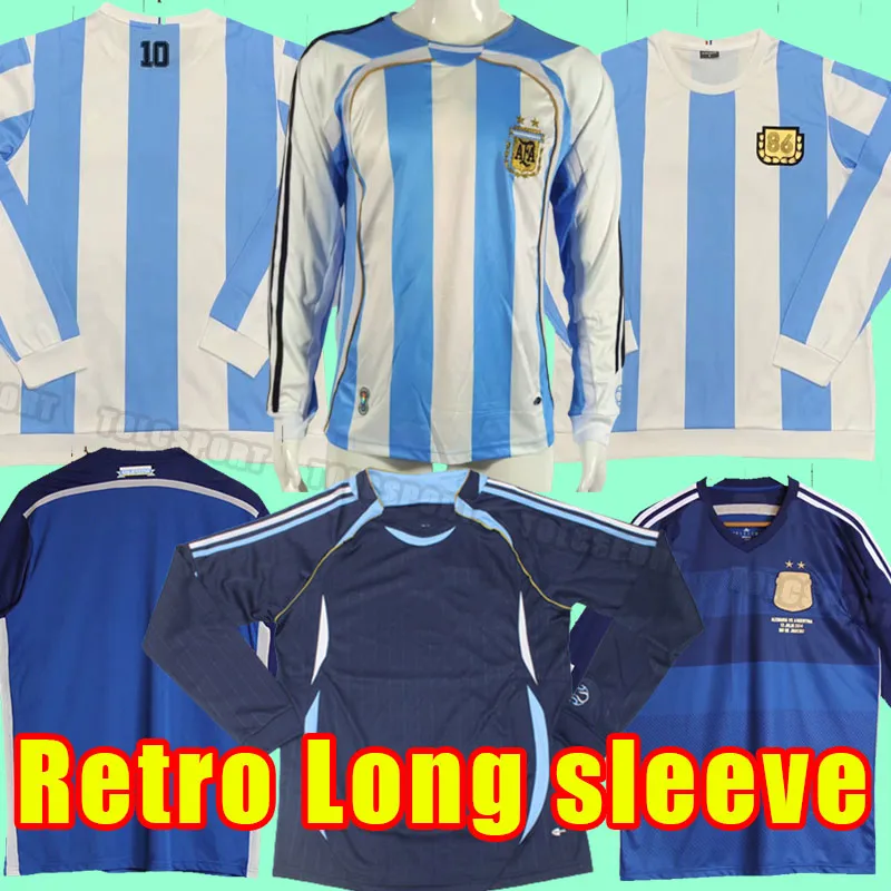 Argentina Retro Long Sleeve Soccer Jersey: Maradona, Kempes, More!  Classic Football Shirts 1986, 2014, 2006 Away Buy Now!