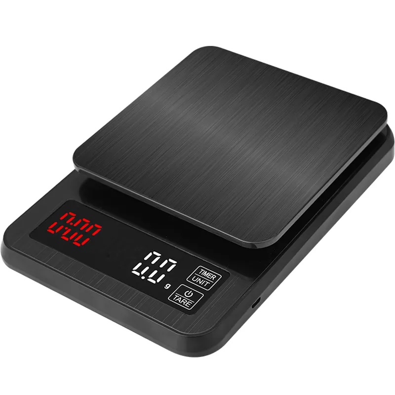 Hushållsskalor Precision Electronic Kitchen Scale 5KG0.1G 10KG1G LCD Digital Drip Coffee Scale With Timer Weight Balusion Scale 230628