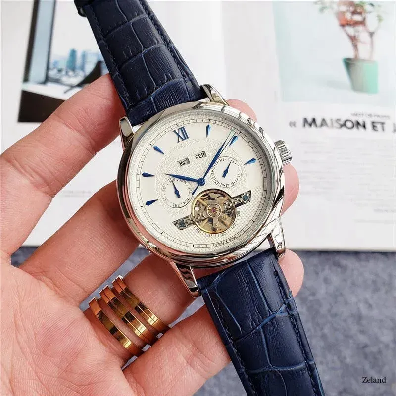 Top marca de moda PP Relojes de pulsera relojes de hombre reloj multifuncional de lujo mecánico automático Tourbillon reloj impermeable Hombres de negocios Mujeres Wristwatche