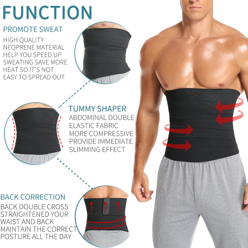 Mens Waist Trainer Abdomen Reducer Snatch Me Up Bandage Wrap