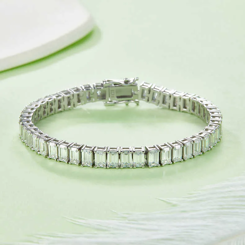 925スターリングシルバーモイサナイトテニスブレスレット 3x5mm 