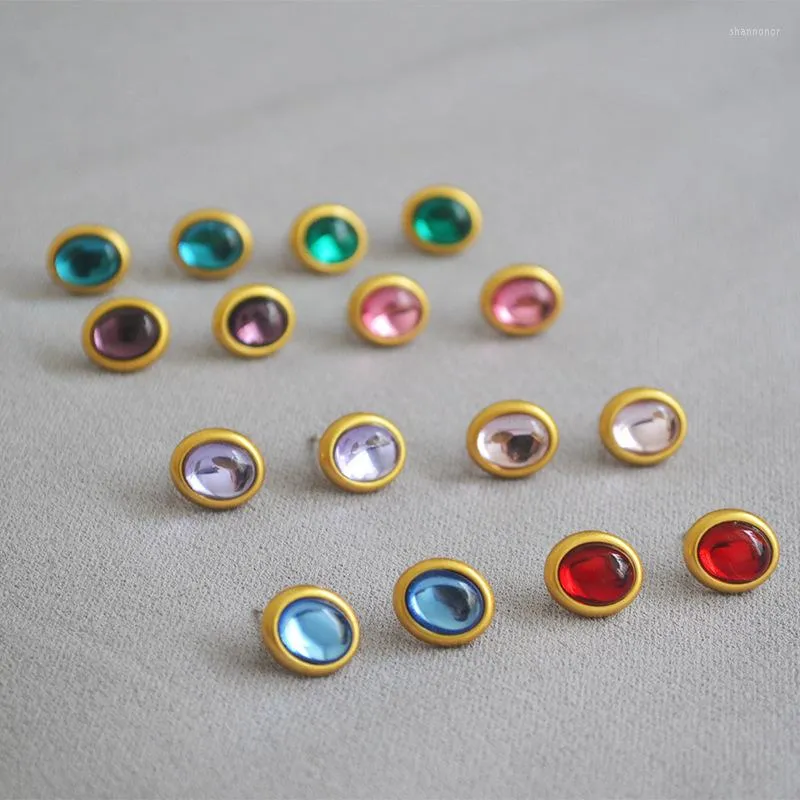 Orecchini a bottone Luxury Simple Vintage Boho Gold For Women Girls Colorful Oval Gem Ear Studs Regali di nozze Gioielli di moda Brincos