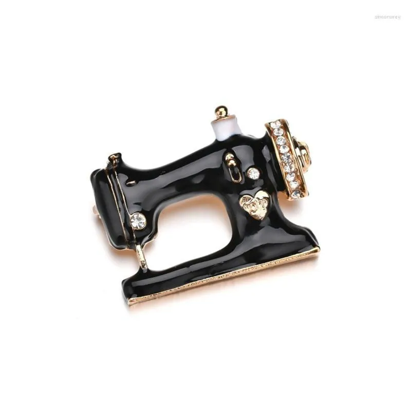 Brooches Black Sewing Machine Women Pin Thimble Needle Thread Seamstress Enamel Pins Brooch Denim Jacket Badge Gift Jewelry