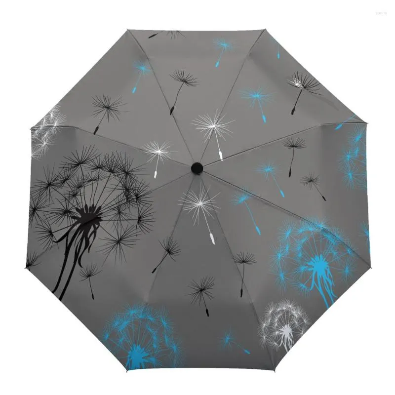 Umbrellas Dandelion Grey Outdoor Windproof Rain Umbrella Fully Automatic Eight Strands Men Women Male Large Parasol