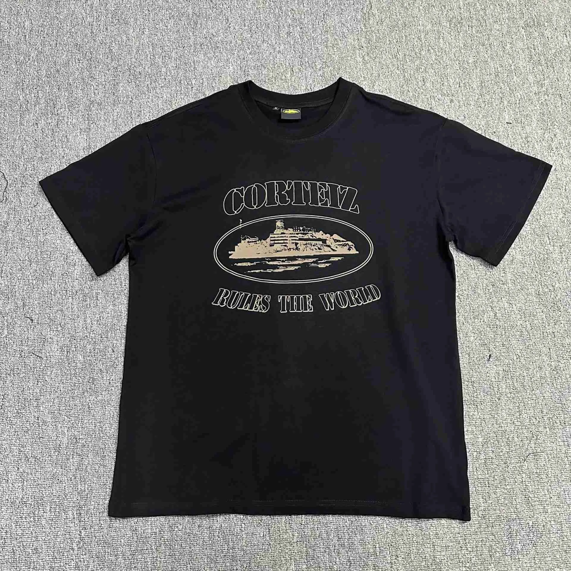 T-shirts T-shirts voor heren T-shirts T-shirts Nieuwe Demon Island T-shirt Korte mouwbrief Afdruk Hooggewicht Dubbele garenmode