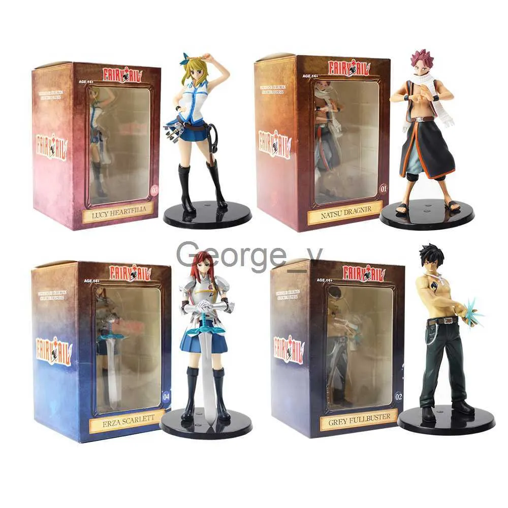 Minifig 4pcslot 15cm Fairy Tail Erza Scarlett Gray Fullbuster Lucy Heartfilia Natsu Dragnir PVC Action Figur Collection Model Toy Doll J230629