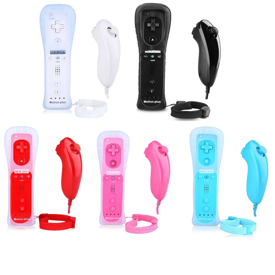 For Nintendo Wii / Wii U 2in1 Wireless Remote Controller Nunchuk Adapter Gamepad Joystick Combo Set--no Motion Plus