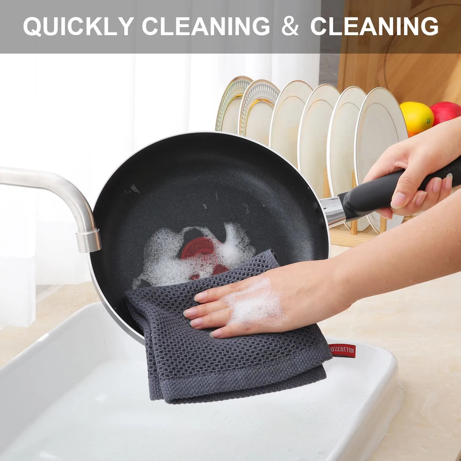 Homaxy 4/6Pcs Cotton Dishcloth Ultra Soft Absorbent Kitchen Towel