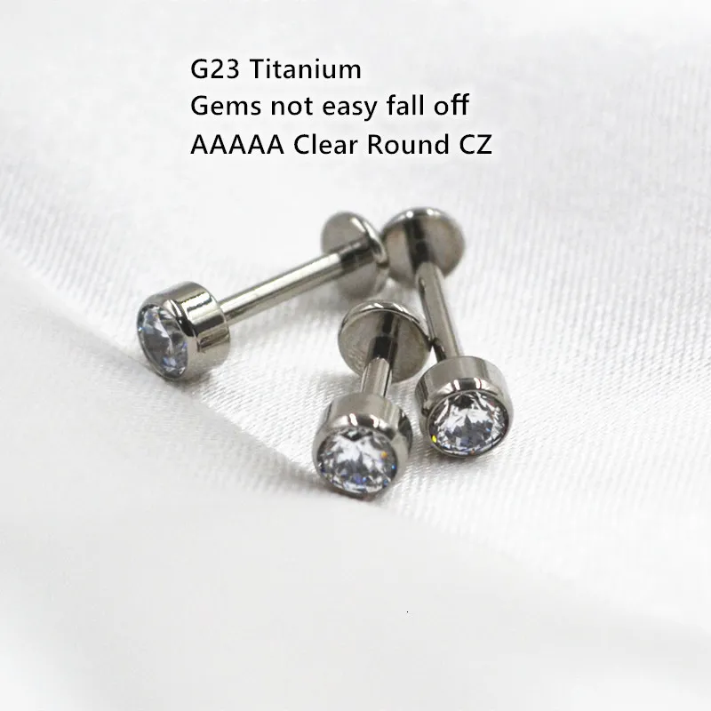 Navel Bell Button Rings Lot50pcs G23 16G Body Jewelry Piercing Round 4mm CZ Lip LaBret Ring Studs Ear Helix Tragus Broskbar 230628