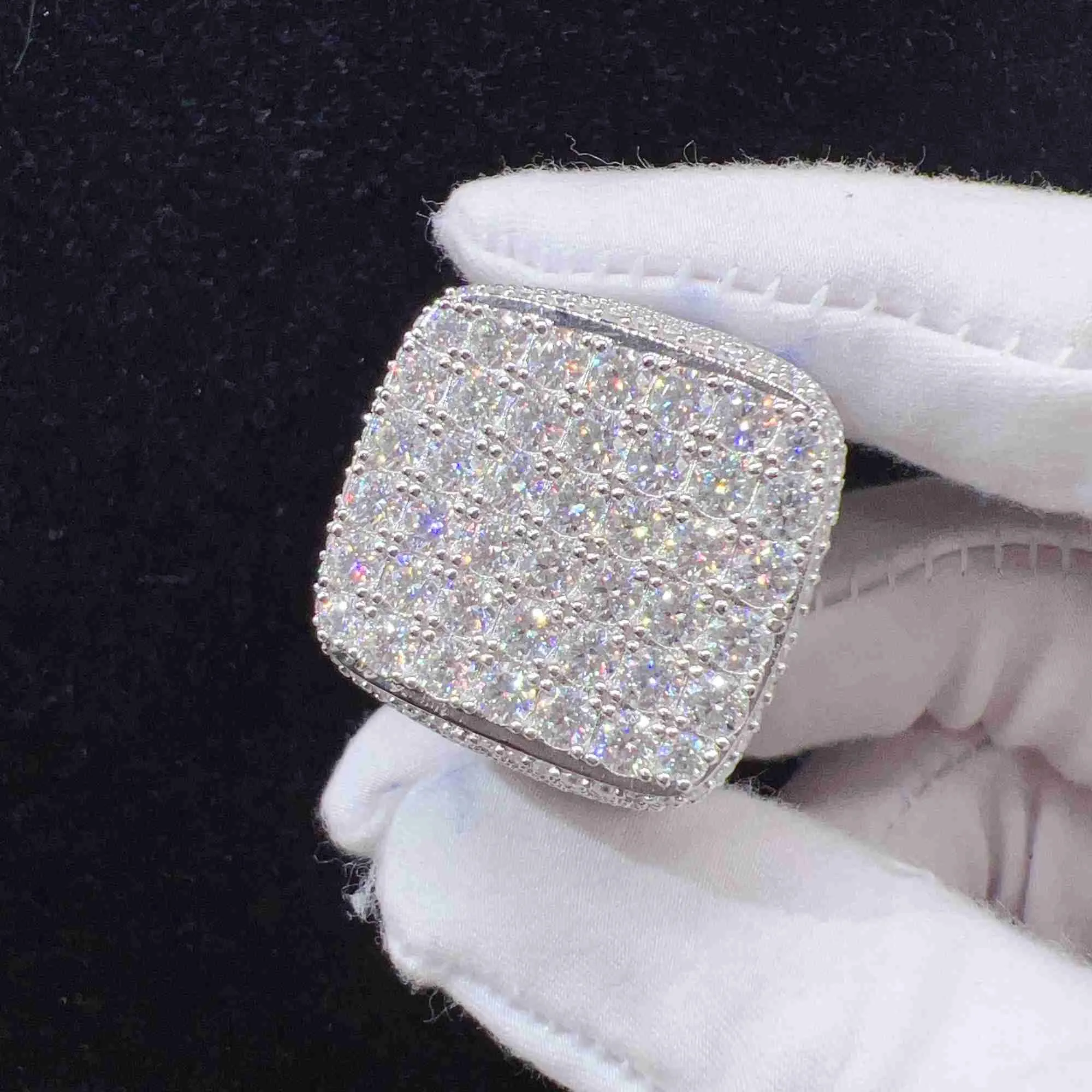 Moda biżuteria vvs moissanite mrożony pierścienie Pierścienie Mężczyzny Złota Plane Srebrny Diamond HipPrcp