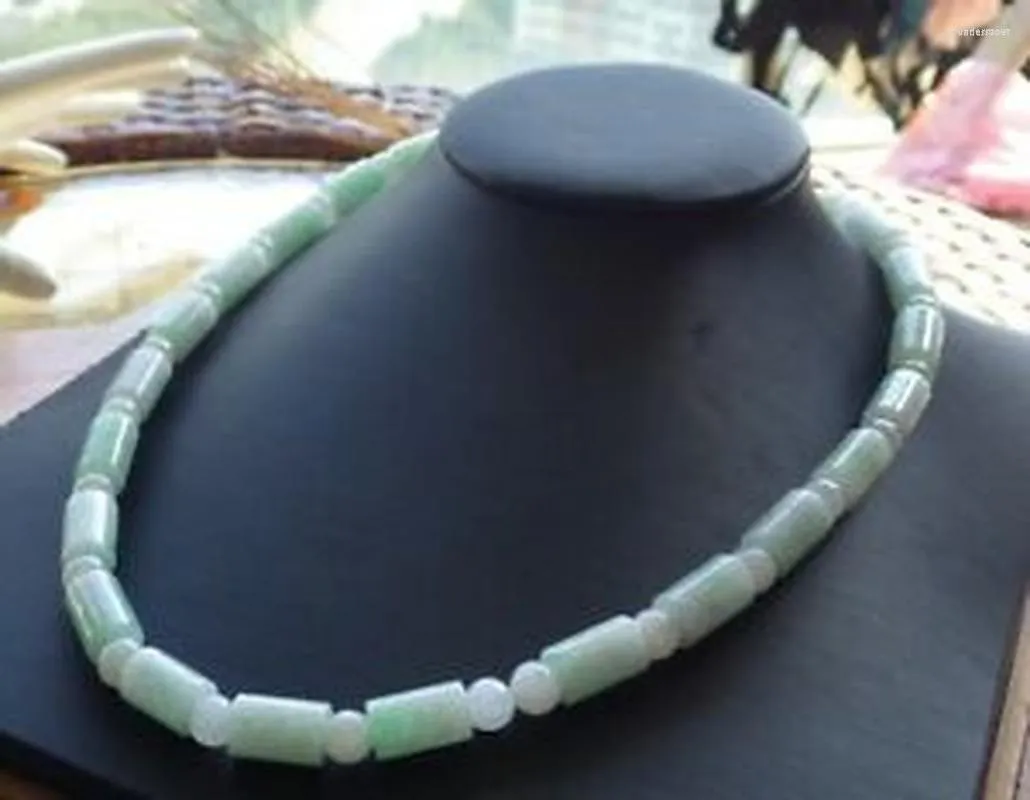 Chains Certified 6x9mm Green Burma A JADE Jadeite Beads Circle Necklace 19 Inches