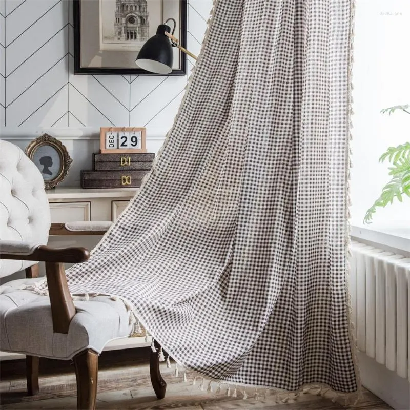 Zasłony bawełniane zasłony lniane z frędzlami na salon etniczny sypialnia salon okna ślepy tkanina kuchnia gotowa wykonanie