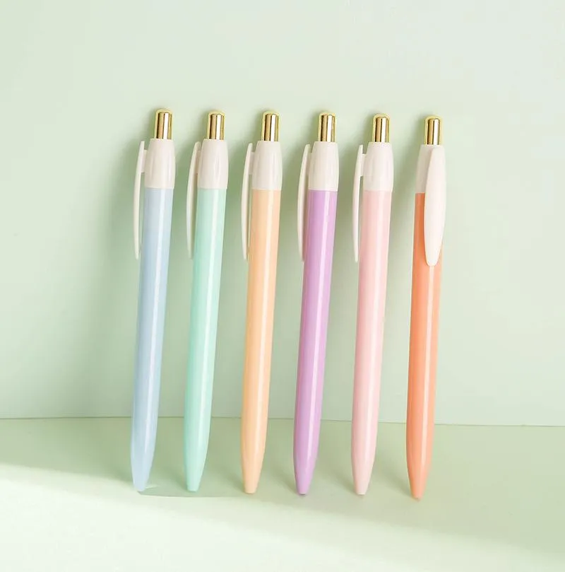 Pennen 36 stcs schattige briefpapier pastel kleur balpoint pennen voor schoolbenodigdheden druk op macaroon kleur pennen voor het schrijven van kantooraccessoires